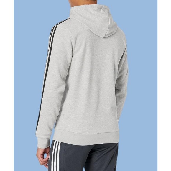 Adidas Mens Hoodie Pullover Gray Size 4X Large Essentials 3-Stripes Sleeve‎ - Picture 2 of 2